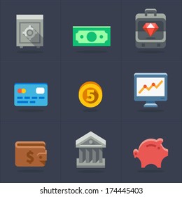 money, keeping money, payment. Icon set