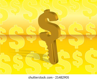 Money key over a yellow background