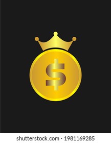 Diseño vectorial del icono del rey del dinero para empresas, finanzas, economía, etc.