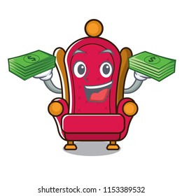 With money king throne mascot cartoon