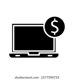 Money and laptop icons. Banking and Finance vector outline icon set.