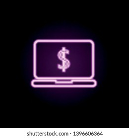 money laptop neon icon. Elements of bank set. Simple icon for websites, web design, mobile app, info graphics