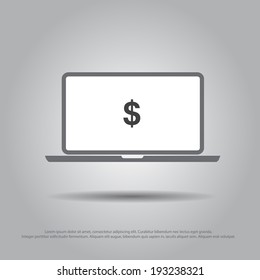 money in laptop vector icon