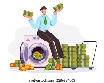 Money launder laundry wash dirty criminal concept. Vector graphic design illustration
