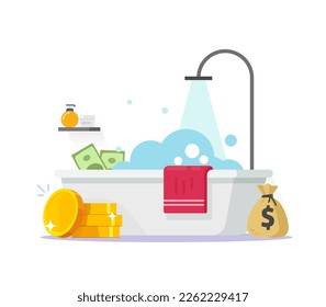 Money launder vector or cash laundry clean graphic illustration flat design, legitimate illegitimate illegal dirty finances concept clipart