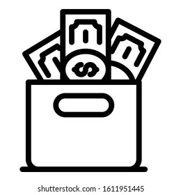 Money laundering box icon. Outline money laundering box vector icon for web design isolated on white background