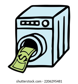 Money laundering concept. Hand drawn vector color illustration.