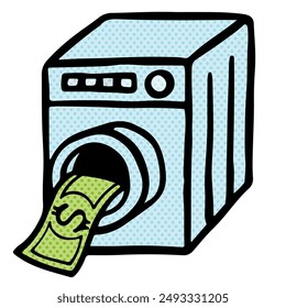 Money laundering concept. Hand drawn halftone color vector illustration.