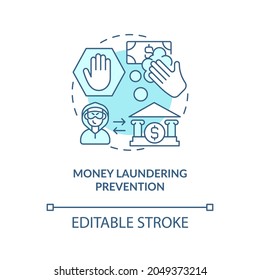 Money laundering concept icon. Illegal economy. Black market prevention. Underground economy abstract idea thin line illustration. Vector isolated outline color drawing. Editable stroke