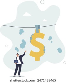 Money laundering and financial crime, cleaning dirty money process, tax cheating or illegal profit.flat vector illustration.