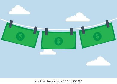 Geldwäsche und Finanzkriminalität, US-Dollar nach Geldwäsche oder Geldwäsche-Metapher trocken hängen.