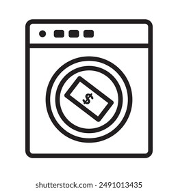 Money laundering icon Black line art vector logo