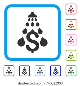 Money Laundering icon. Flat grey pictogram symbol inside a light blue rounded rectangle. Black, gray, green, blue, red, orange color variants of Money Laundering vector.