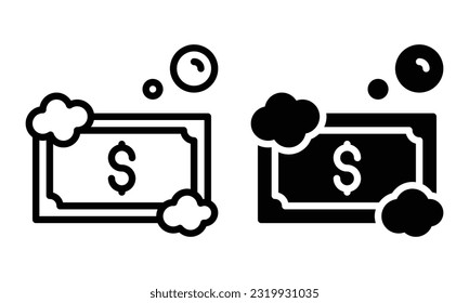 Money laundering icon with outline and glyph style.