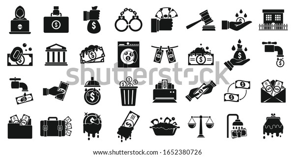 Money laundering icons\
set. Simple set of money laundering vector icons for web design on\
white background