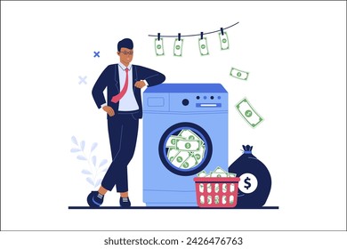 Money laundering illustration. Vector flat illustration