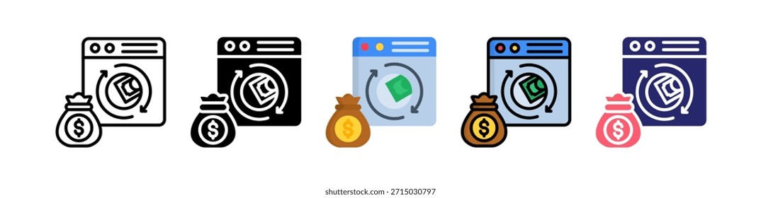 Lavado de dinero múltiple estilo conjunto de iconos Colección..