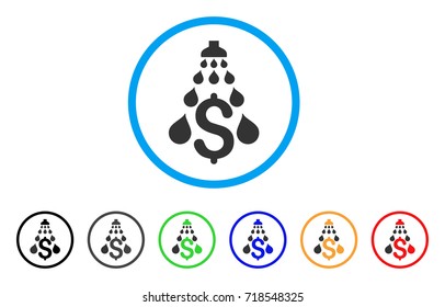 Money Laundering rounded icon. Style is a flat money laundering grey symbol inside light blue circle with black, gray, green, blue, red, orange variants.