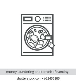 Money Laundering And Terrorist Financing. Vector Thin Line Icon For Infographics And Print Design