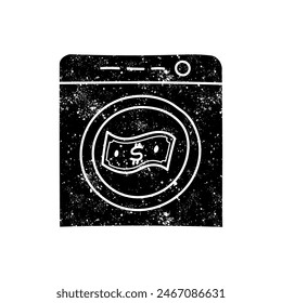 Money laundry black hand drawn icon in grunge look