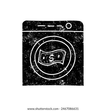 Money laundry black hand drawn icon in grunge look