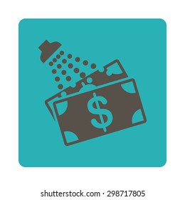 Money Laundry icon from Commerce Buttons OverColor Set. Vector style is grey and cyan colors, flat square rounded button, white background.
