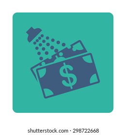 Money Laundry icon from Commerce Buttons OverColor Set. Vector style is cobalt and cyan colors, flat square rounded button, white background.