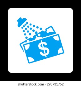 Money Laundry icon from Commerce Buttons OverColor Set. Vector style is blue and white colors, flat square rounded button, black background.