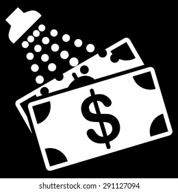 Money Laundry icon from Commerce Set. Vector style: flat symbol, white color, rounded angles, black background.