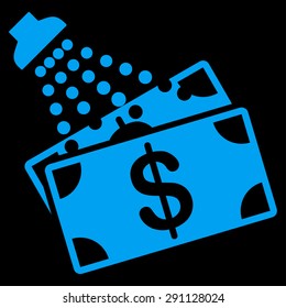 Money Laundry icon from Commerce Set. Vector style: flat symbol, blue color, rounded angles, black background.