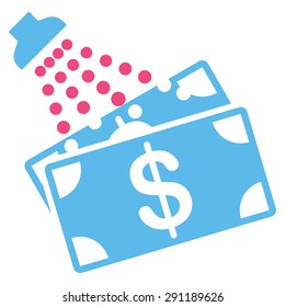 Money Laundry icon from Commerce Set. Vector style: bicolor flat symbol, pink and blue colors, rounded angles, white background.