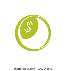 money leaf circle design symbol vector