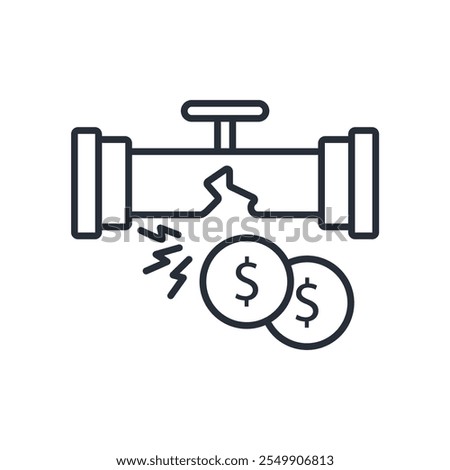money leak icon. vector.Editable stroke.linear style sign for use web design,logo.Symbol illustration.