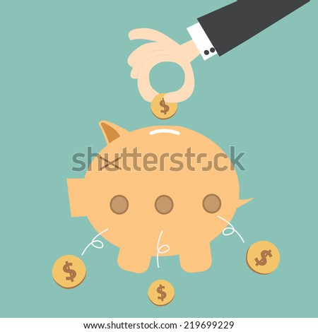 money  leaking piggy bank