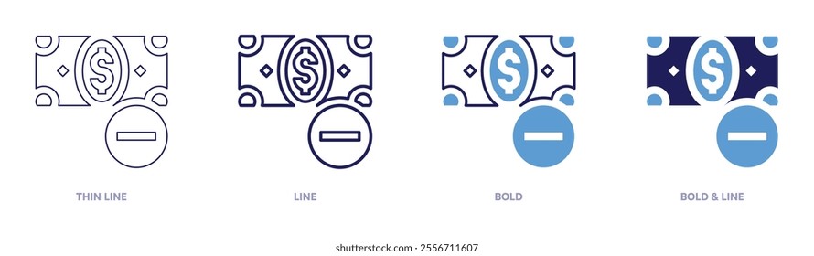 Money lender icon in 4 different styles. Thin Line, Line, Bold, and Bold Line. Duotone style. Editable stroke.