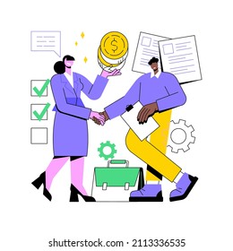 Money lending abstract concept vector illustration. Small money lenders, private individuals loans, short term financing, commercial and industrial bank credit, working capital abstract metaphor.