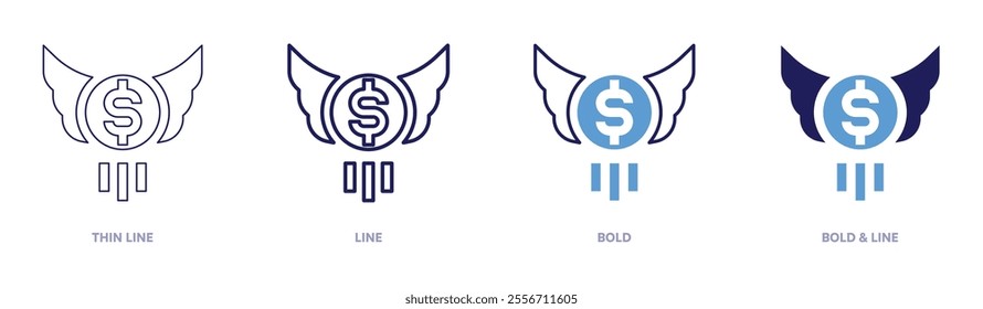 Money lending icon in 4 different styles. Thin Line, Line, Bold, and Bold Line. Duotone style. Editable stroke.