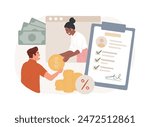 Money lending isolated concept vector illustration. Small money lenders, private individuals loans, short term financing, commercial and industrial bank credit, working capital vector concept.