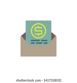 Money letter and envelope flat icon, vector sign, Dollar contract message colorful pictogram isolated on white. Symbol, logo illustration. Flat style design