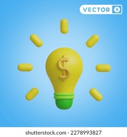 conjunto de iconos vectoriales 3D de la bombilla de dinero, sobre un fondo azul