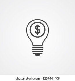Money light bulb vector icon sign symbol