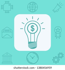 Money light bulb vector icon sign symbol