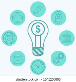 Money light bulb vector icon sign symbol