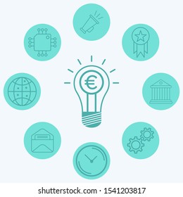Money light bulb vector icon sign symbol