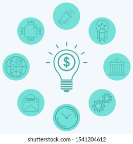 Money light bulb vector icon sign symbol