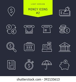 Money Light Vector Icons Set 1