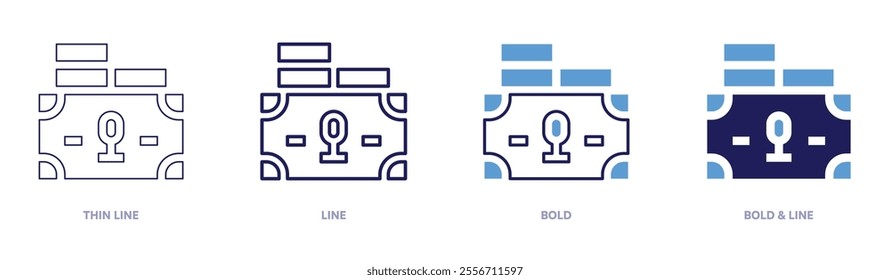Money limited icon in 4 different styles. Thin Line, Line, Bold, and Bold Line. Duotone style. Editable stroke.