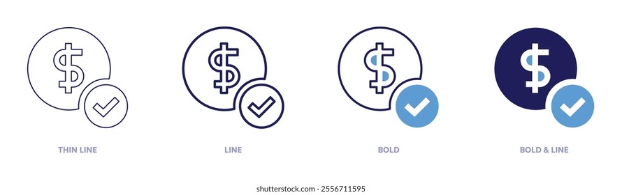 Money limits icon in 4 different styles. Thin Line, Line, Bold, and Bold Line. Duotone style. Editable stroke.