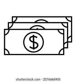 Money line dollar flat icon vector illustration isolated background