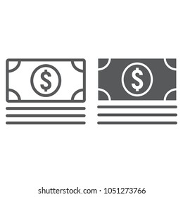 Money line and glyph icon, e commerce and marketing, dollar sign vector graphics, a linear pattern on a white background, eps 10.